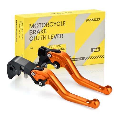 PAZO CNC 3D Texture Motorcycle Brake Clutch Levers - Orange, Compatible with KTM 390 Duke RC390 (2013-2023), 390 Adventure (2020-2024), 200 Duke RC200 (2014-2025), Adjustable 6063 Aluminum Handle - color: Orange