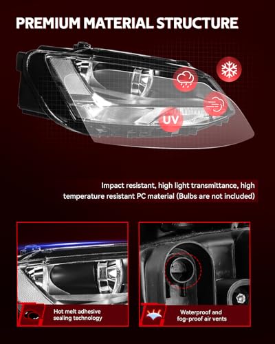 Torchbeam Headlight Assembly Compatible with J-e-tta 2011 2012 2013 2014 2015 2016 Chrome Housing Clear Reflector Driver and Passenger Side - color: Chrome-Clear/J-e-tta 2011-2016