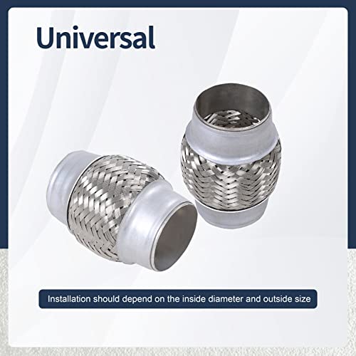 Exhaust Flex Pipe Heavy Duty 2'' x 4'' Inch-2PCS - size: 2"x4"x4"