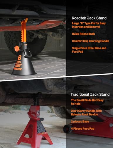 Jack Stands 6 Ton with Double Locking, Heavy Duty Car Jack Stands, 1 Pair - size: 6 Ton | Standard
