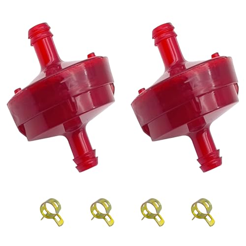 Strongthium 298090s 1/4" ID Inline Gas Fuel Filter 298090 with Fuel Clamps - size: red 2pcs