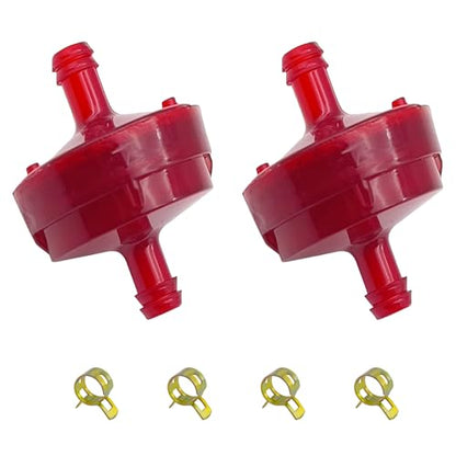 Strongthium 298090s 1/4" ID Inline Gas Fuel Filter 298090 with Fuel Clamps - size: red 2pcs