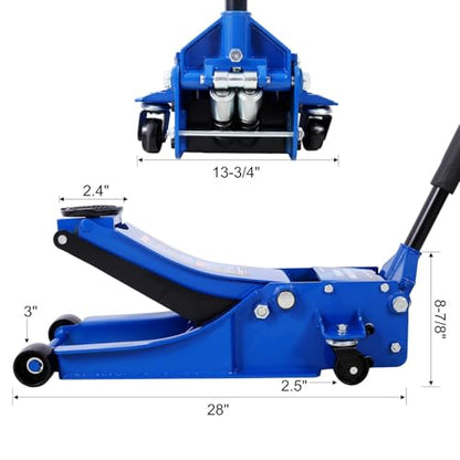 4 Ton Heavy-Duty Hydraulic Floor Jack, 8,000LB Capacity Low Profile Steel Jack with Dual Piston Lift Pump for Car Truck SUV, Lifting Range 2.5"-20.50" - size: 4 Ton