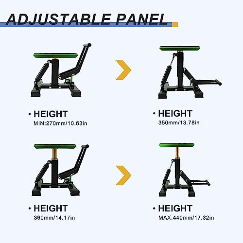 POLARBEAR Aluminum Adjustable Dirt Bike Stand Motorcycle Hoist Lift (Green) - color: Green