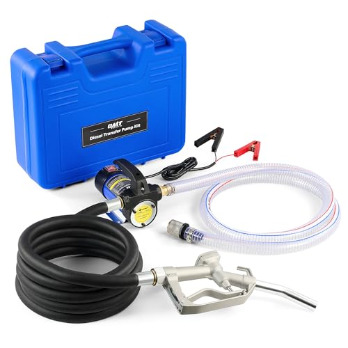 OMT Diesel Transfer Pump Kit, 12V Fuel Transfer Pump Kit with Nozzle Hoses - color: 12GPM Diesel Pump Kit with Case