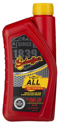 Schaeffer Manufacturing Co. 6520-012 SynShield All Performance Full Synthetic Gasoline Engine Oil 5W-20 For New and High Mileage Engines, 1-quart bottle (case of 12)