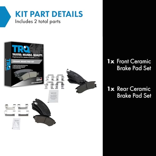 TRQ Front & Rear Premium Posi Ceramic Brake Pads - color: Ceramic, size: BKA12033