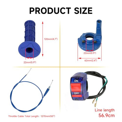 HIAORS 7/8" Mini Bike Throttle Cable Handle Grips Assembly Kit Compatible with Coleman CT200U BT200X CC100X Predator 212cc Baja Warrior MB200 MB165 Motovox CRF50 SSR Apollo Pit Dirt Bike Parts (Blue) - color: Blue