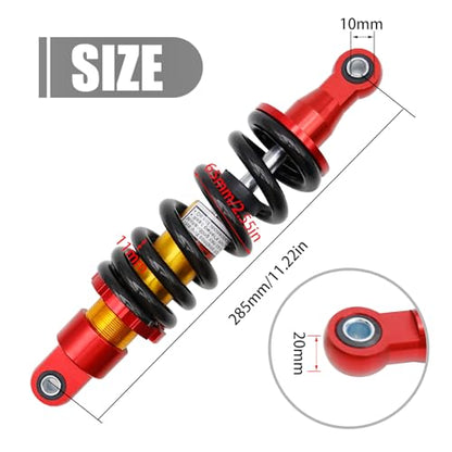 285mm Adjustable Motorcycle Rear Shock Absorber, 11.2" Shock Absorber Suspension, Replacement for Honda Yamaha Apollo Stomp WPB Bucci Orion M2R Lucky 50cc 70cc 90cc 110cc 125cc 150cc - size: 285mm