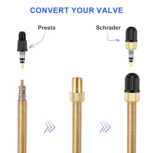 26 Pieces Presta Valve Core Repair Kit，Tubeless Valve&Presta Valve Caps；Valve Core Removal Tool and Adapter with Black Tire Valve Caps
