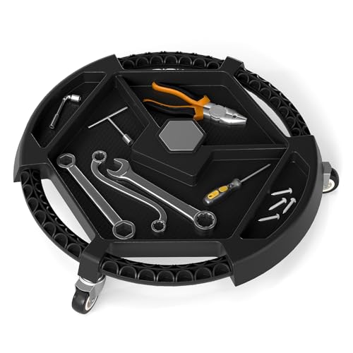 Goplus Rolling Tool Tray, Under Car Magnetic Moving Tray with 3 Swivel Casters, 30 LBS Capacity Caddy Tray, Tool Tray Creeper for Garage, Workshop, Automotive Repair, Mechanics - size: 19.5" x 19.5" x 4"