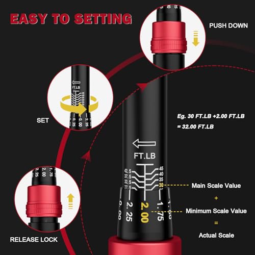 VANPO 3/8-Inch Drive 5-45 Ft-Lb Click Torque Wrench for Spark Plugs & Moto - size: 3/8-Inch (5-45 Ft-Lb / 6.8-61 Nm)