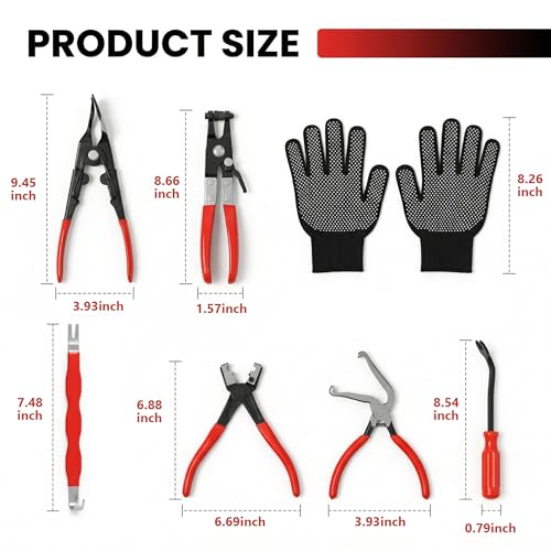 8 Pcs Automotive Electrical Disconnect Pliers Kit with Gloves