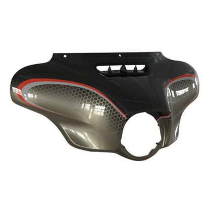 HR3 Custom Batwing Outer Fairing Body w/Vent Compatible with 2014-later Harley Touring Electra Glide Street Glide Ultra Limited (Black Honeycomb Fade) - color: Custom- Black Honeycomb Fade