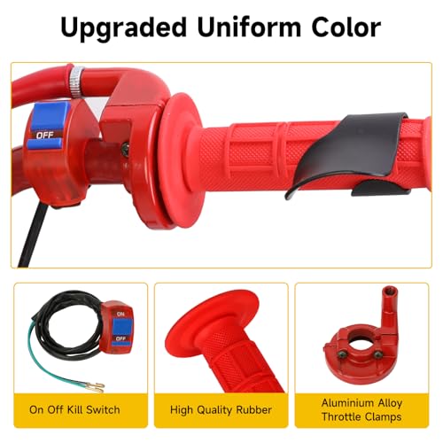 HIAORS 7/8" Mini Bike Throttle Cable Kit Assembly Compatible with Predator 212cc 196cc Coleman CT200U CT200U-EX BT200X CC100X Baja Warrior MB200 DB30 Motovox SSR Apollo CRF50 Pit Dirt Bike Parts (Red) - color: Red