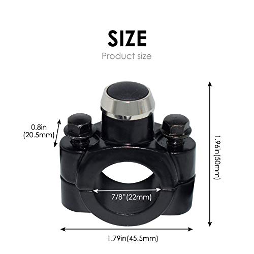 Aluminum 7/8" Motorcycle Handlebar Control Horn Start Switch Button Momentary Action with Two Bullet Connectors Black Button