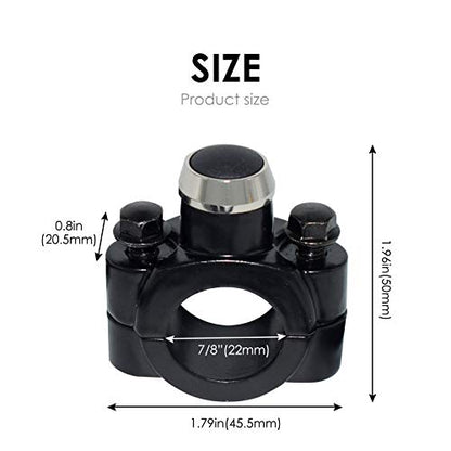 Aluminum 7/8" Motorcycle Handlebar Control Horn Start Switch Button Momentary Action with Two Bullet Connectors Black Button