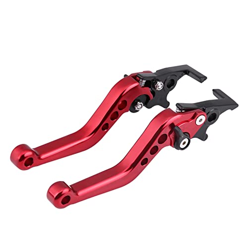 Pit Bike Brake Lever, Red Folding Aluminum Clutch Brake Lever Universal Brake Lever Handle Double Disc for GY6 Xmaximum 400, 1 Pair