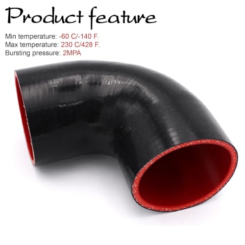 ID 3 inch (76mm) 90 Degree Elbow Silicone Coupler Hose 4-Ply - size: ID 3"
