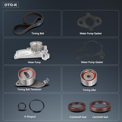 OTO-K Timing Belt Kit with Water Pump Compatible with Toyota Camry 1987-2001,RAV4 1996-2000,Celica 1987-1999,MR2 1991-1995,Solara 1999-2001,2.0L 2.2L 3SFE 3SFC 4SFE 4SFI 5SFE,Replace#TCKWP199 TBK138 - size: TBK138