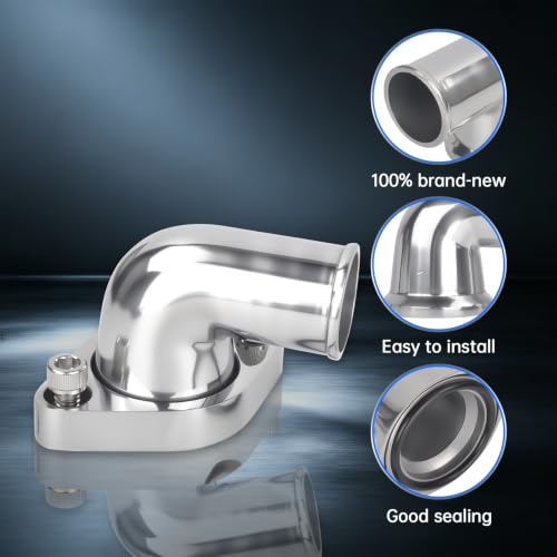 90° Swivel Water Neck Aluminum Polished Thermostat Housing - color: Silver, size: 90 Degrees Style1