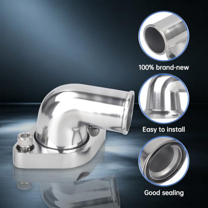 90° Swivel Water Neck Aluminum Polished Thermostat Housing - color: Silver, size: 90 Degrees Style1