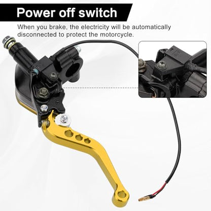 7/8" 22mm Motorcycle Brake Clutch Pump Lever, Gold - color: Gold
