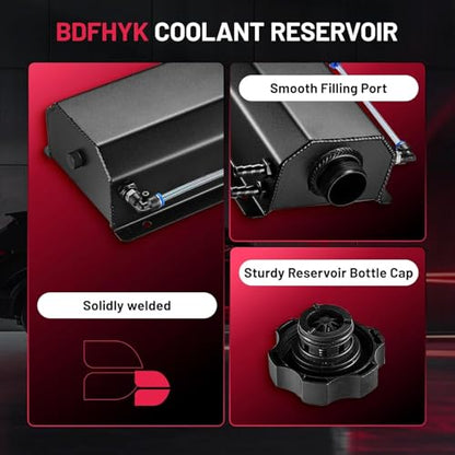 BDFHYK Coolant Overflow Tank, Aluminum Radiator Reservoir Tank, 2L Reservoir Expansion Tank Universal, Black - color: black, size: 2 Liters