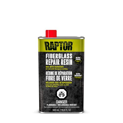 RAPTOR Fiberglass Repair Kit, Ultra Tough, for Long-Lasting Repairs On Holes, Splits & Cracks, Automotive Repair Kit