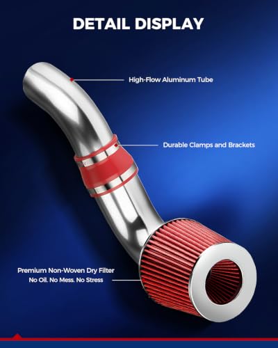 KAX 3.5" Cold Air Intake Kit for 1996-2004 Chevrolet S10 4.3L - color: Red, size: 1996-2003 Chevrolet S10 4.3L