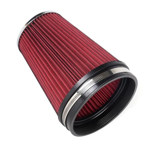 6" Inlet Cold Air Intake Filter Cone Replacement Performance Washable Clamp-On Dry Air Filters Red (8" Tall) - color: Red (8" Tall)