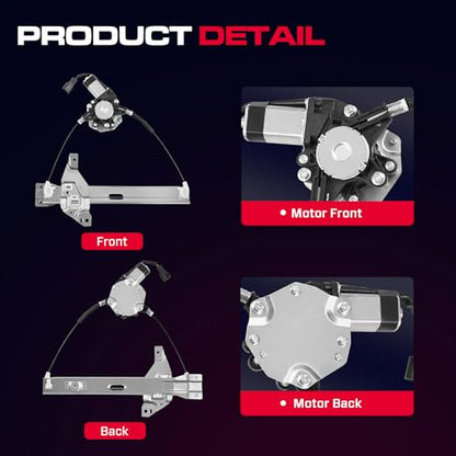 Rear Driver Side Power Window Regulator with Motor (2 Pins) Fit for 2006-2013 Chevy Impala, 2014-2016 Chevrolet Impala Limited Sedan, 748-510 - size: Rear Driver (LH)
