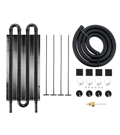 Transmission Oil Cooler Kit, Universal 4 Pass 5/16" Tube and Fin Oil Cooler - size: 4-PASS