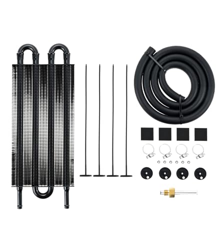 Transmission Oil Cooler Kit, Universal 4 Pass 5/16" Tube and Fin Oil Cooler - size: 4-PASS