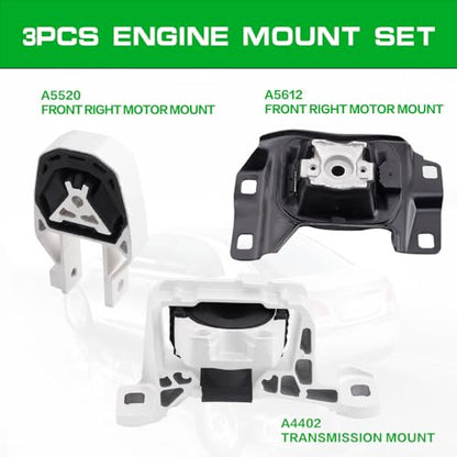 Engine Motor and Transmission Mount Kit Compatible with 2012 - 2018 Focus