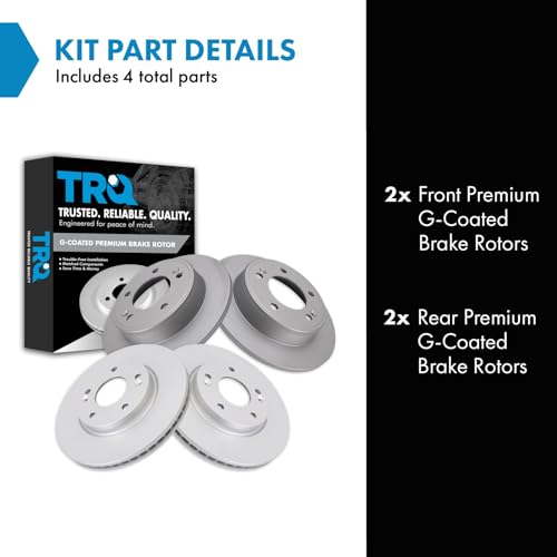 TRQ Front & Rear Disc Brake Coated Rotor Kit - style: BRA24835