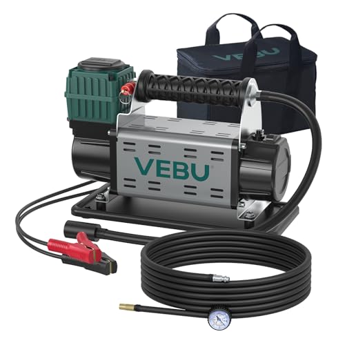 12V Air Compressor, 125PSI Tire Inflator with In-line Pressure Gauge - style: Single Cylinder + Inline Gauge
