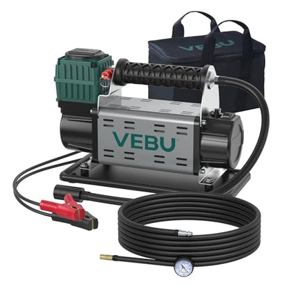 12V Air Compressor, 125PSI Tire Inflator with In-line Pressure Gauge - style: Single Cylinder + Inline Gauge