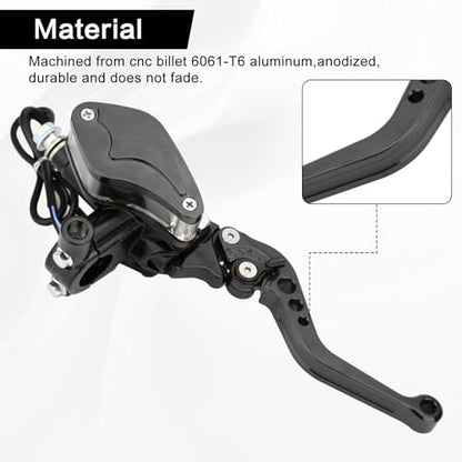 7/8" 22mm Motorcycle Brake Clutch Pump Lever, Black - color: Black