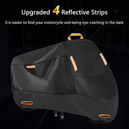 SECELES Scooter Cover Heavy Duty fits up to 74 inch Motorbike - color: Black, size: L (74" x 37" x 43")