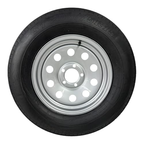 ST205/75R15 TrailQuest Radial Trailer Tire on 5 Lug Silver Modular Rim 5x4.5" Bolt Pattern