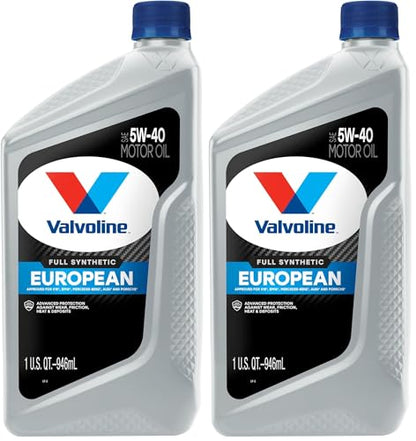 Valvoline European Vehicle Full Synthetic SAE 5W-40 Motor Oil 1 QT (Pack of 2) - size: 1 QT (Pack of 2), style: European Vehicle