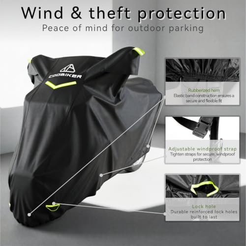 Motorcycle Cover Waterproof Outdoor All Season Protection - size: 104"