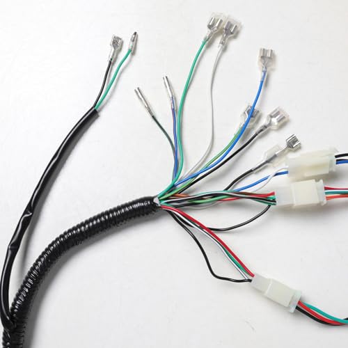 Complete Wiring Harness Kit for 150cc 200cc 250cc 300cc ATV Quad Buggy Go Kart Dirt Pit Bike, Zongshen Lifan Includes CDI, Stator Coil, Rectifier, Solenoid Relay, Ignition Coil, Switch, Spark Plug