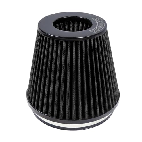 Universal 6" 152mm High-Flow Air Filter, Reusable Cone Cold Air Intake, High Performance, Washable, Clamp-On Car High Flow Air Kit, Flange Diameter: 6 Inch, Filter Height: 7 Inch, Black - color: 6" 152mm black