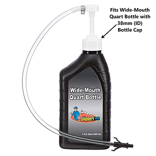 Slippery Pete - Fluid Pump for Wide-Mouth Quart Bottles - 8cc per Pump Stroke and 3rd Hand Adapter, Transfer Gear Oil, Transmission and Differential Fluid (38mm) - size: 38mm