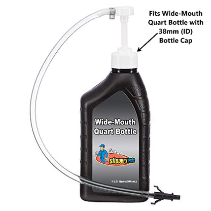 Slippery Pete - Fluid Pump for Wide-Mouth Quart Bottles - 8cc per Pump Stroke and 3rd Hand Adapter, Transfer Gear Oil, Transmission and Differential Fluid (38mm) - size: 38mm