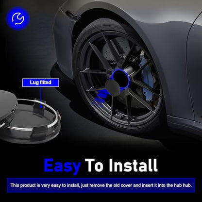 4 PCS Car Wheel Center Hub Cover, ABS Snap-in Wheel Center Protective Cover, 60 MM Outer 56 MM Inner Diameter Rim Hub Caps, Universal for Most Cars (Black) - color: Black