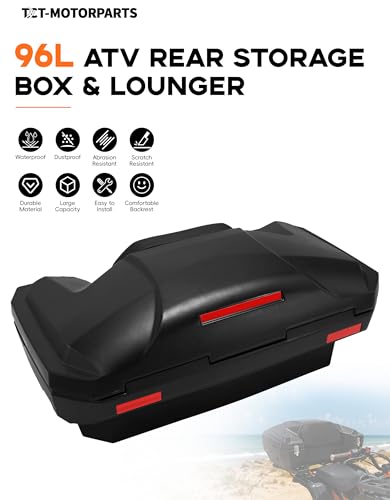 TCT-MOTORPARTS 96L Black ATV Rear Cargo Storage Box & Lounger Seat Trunk - color: 96L