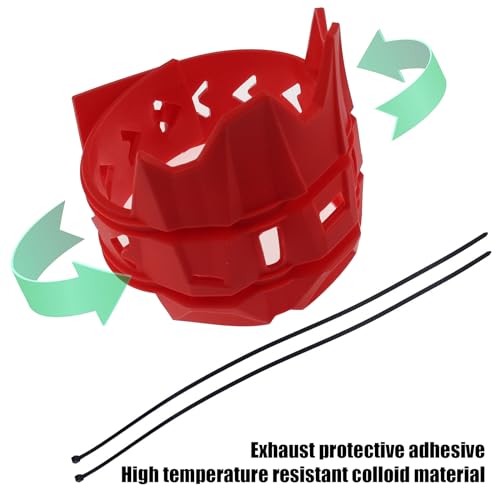 Motorcycle Universal Exhaust Heat Shield Cover Muffler Pipe Guard Leg Anti Hot Silencer Guard Anti-scalding Protector Ring For Muffler Tailpipe（Red） - color: Red